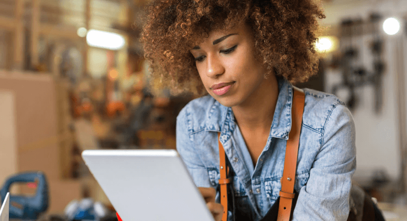 Working woman using tablet