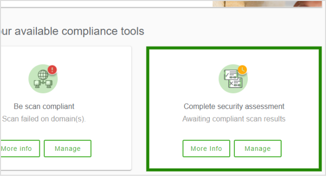 Completing your security assessment print screen