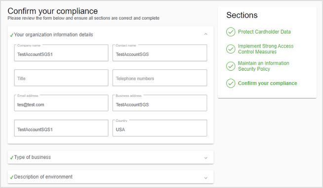 Confirming your details print screen