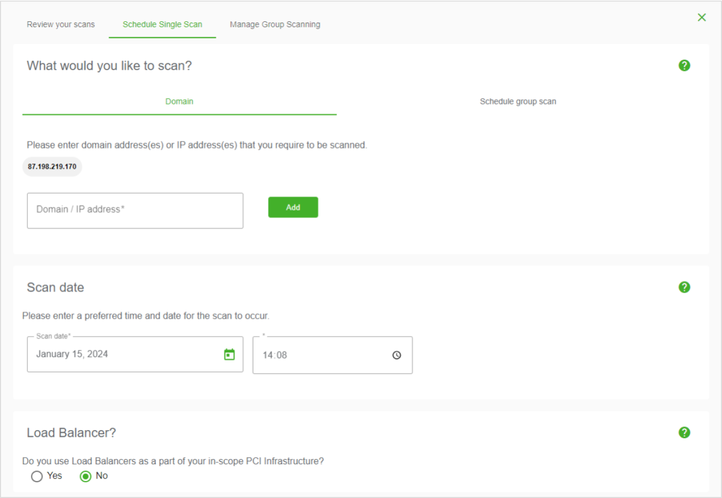 Input IP adress's print screen
