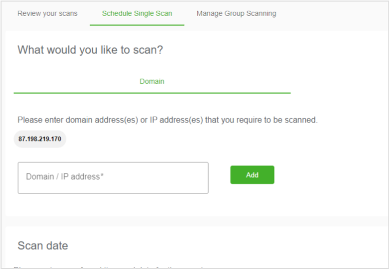 Print screen with the input for the IP adress