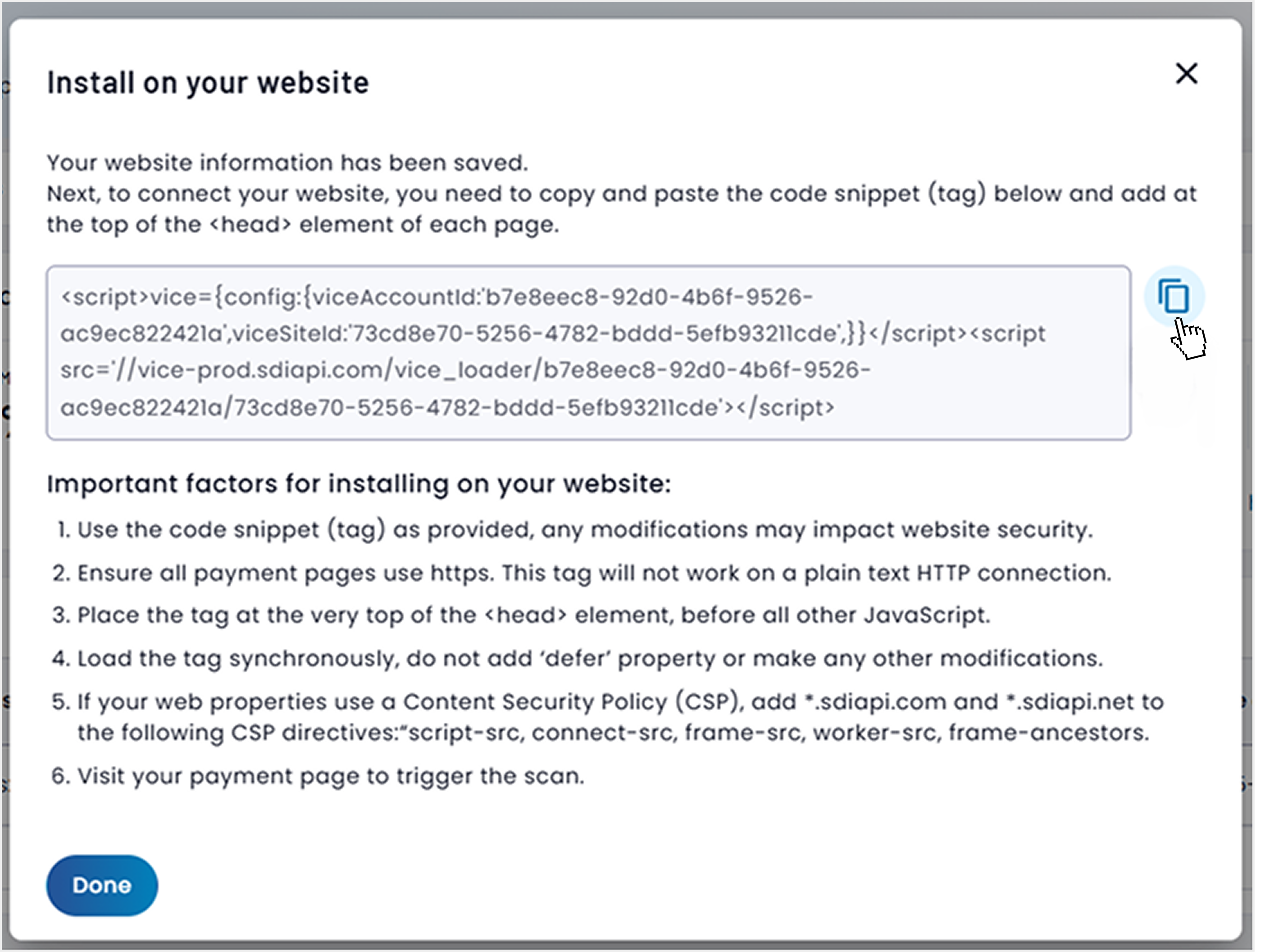 Print screen to installing e-Skim snippet