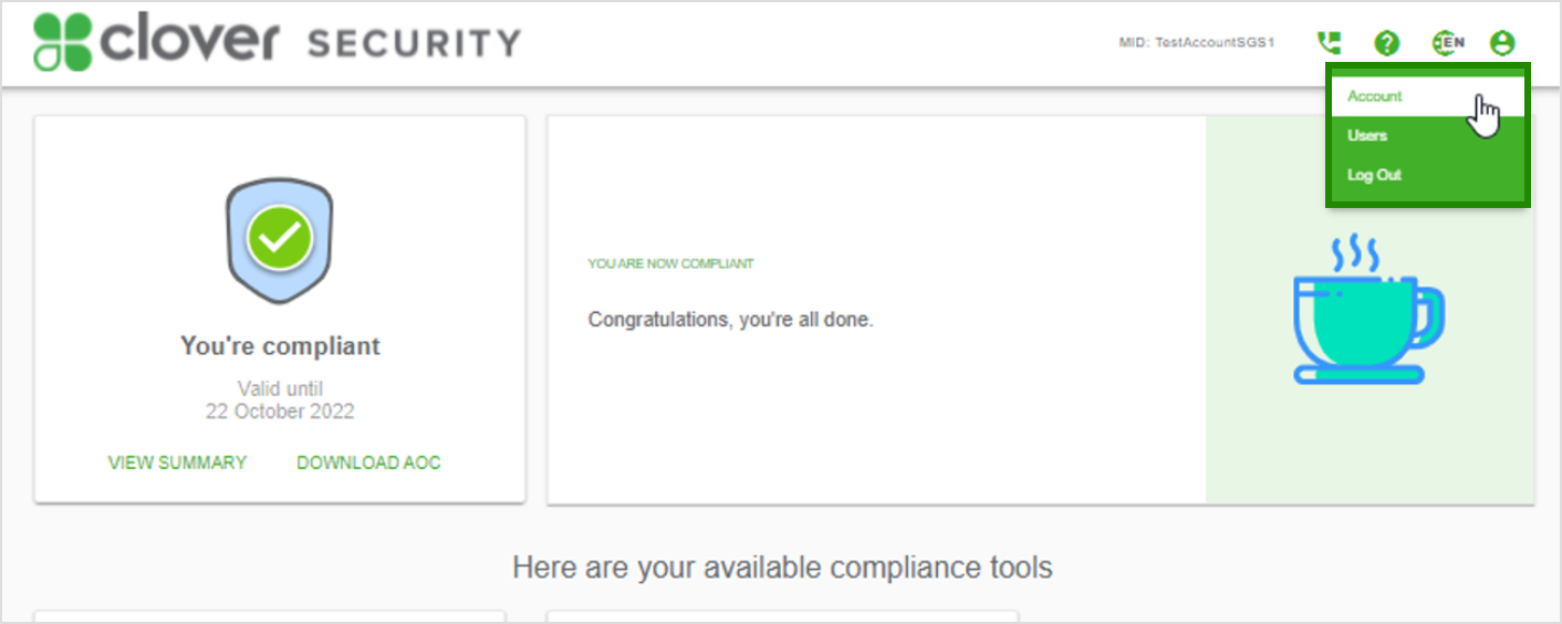 Go to account print screen