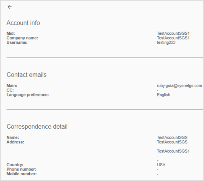 Account details print screen