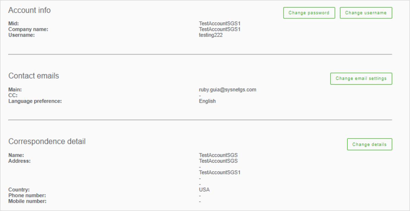Account details print screen
