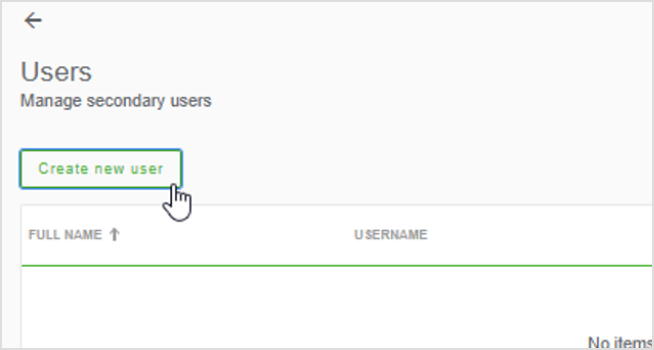 Create new user print screen
