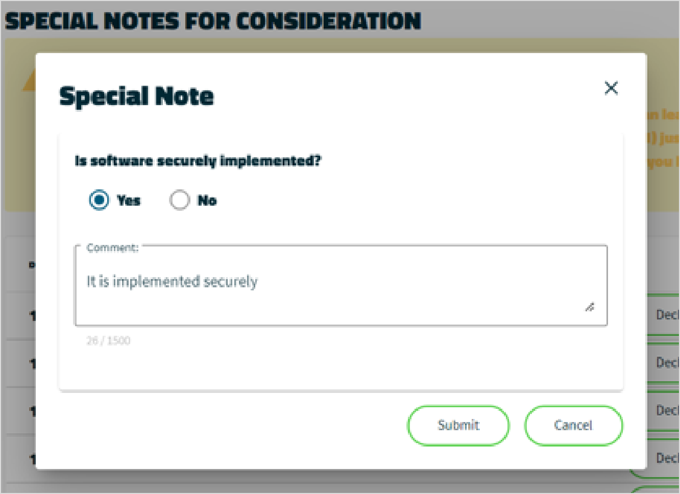 Special note print screen