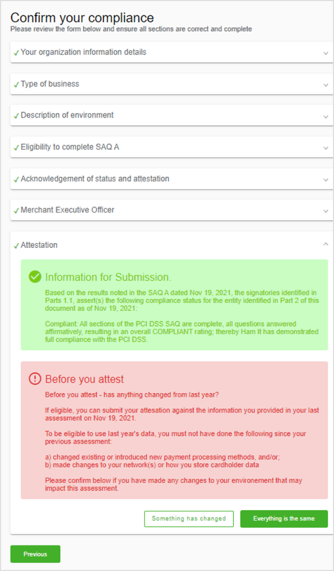 Review previous answers print screen